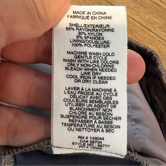 NWT Anthropologie/Avec Les Filles Metallic Straight Skinny Pant Silver Taupe 27 - Picture 7 of 12